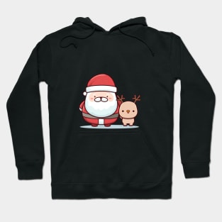 Kawaii Santa and reindeer Hoodie